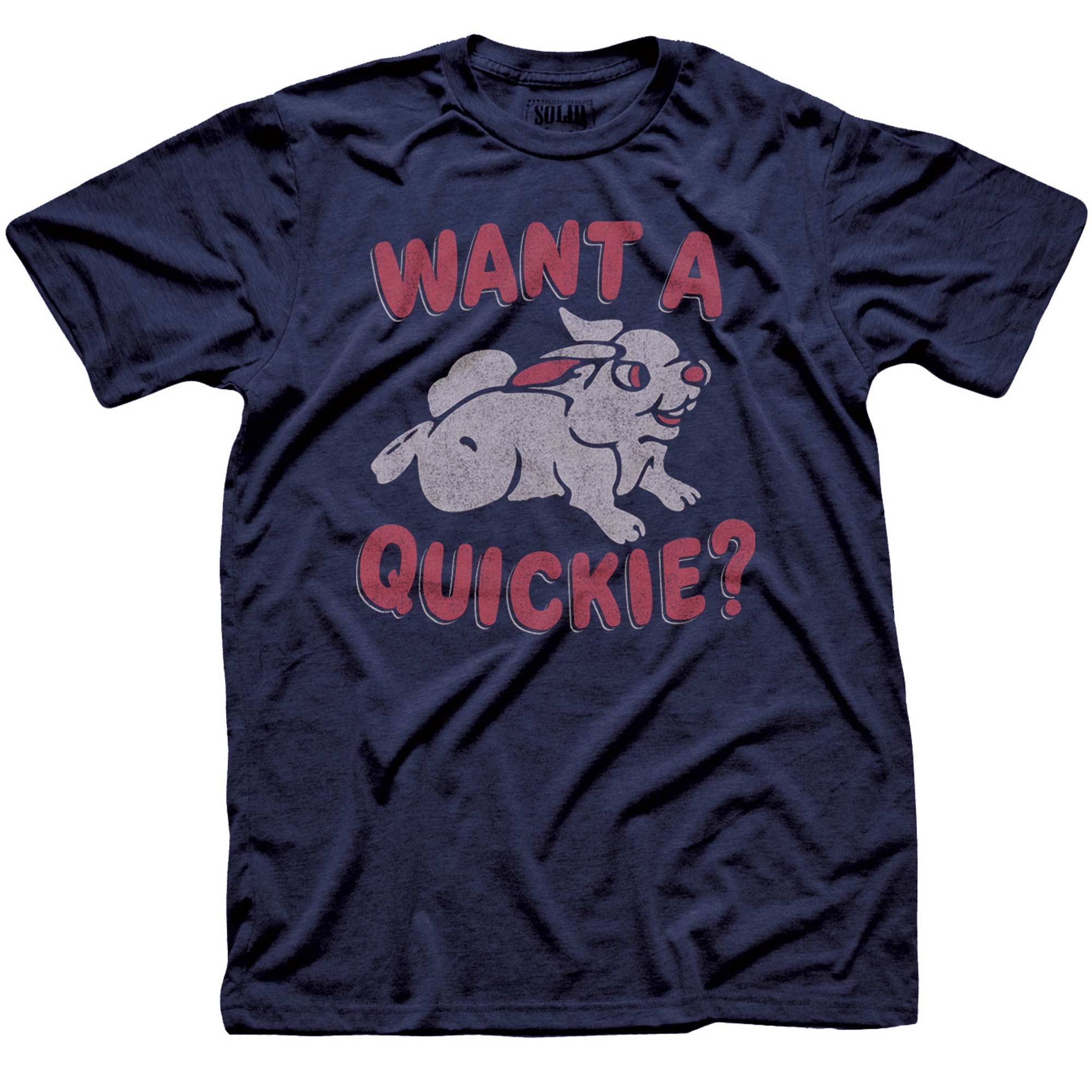Men's Want a Quickie Vintage Playboy Graphic Tee | Funny Bunny Sex Soft T-shirt | Solid Threads
