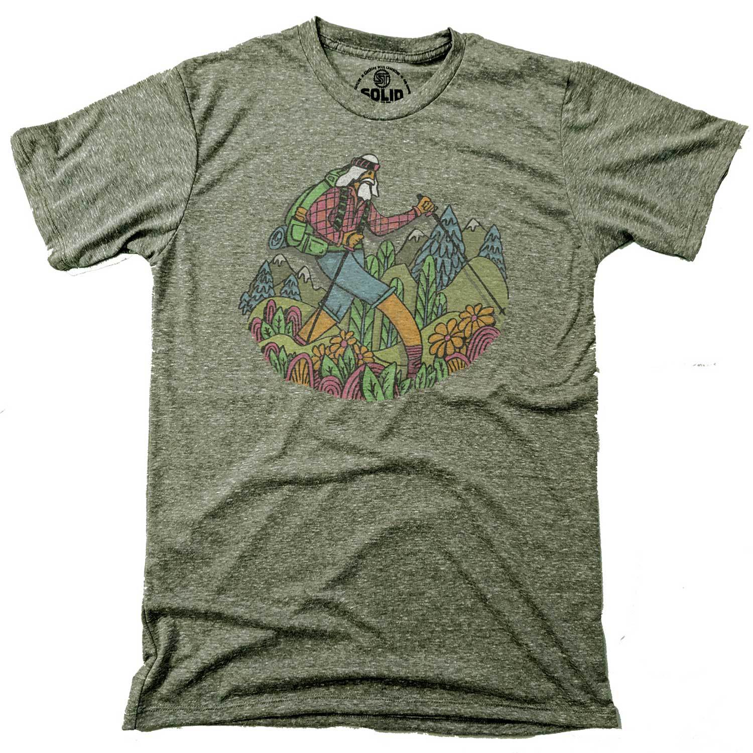 Men's Vintage Wise Hiker Graphic Tee | Retro Hiking T-shirt | Solid Threads