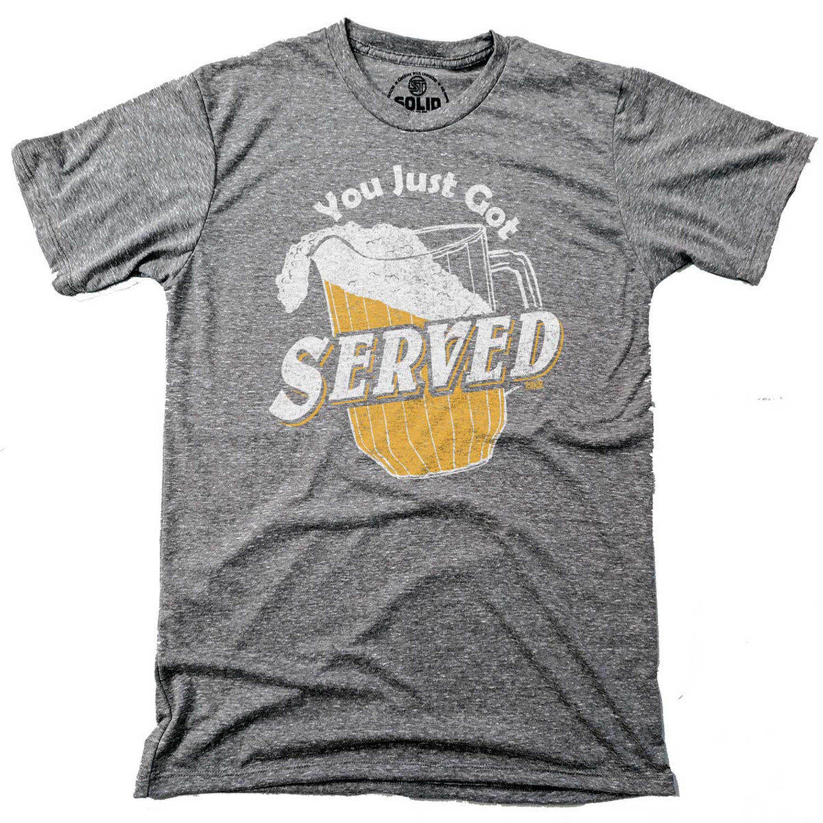 Men&#39;s You Just Got Served Retro T-shirt | Funny Beer Pitcher Graphic Tee | Solid Threads