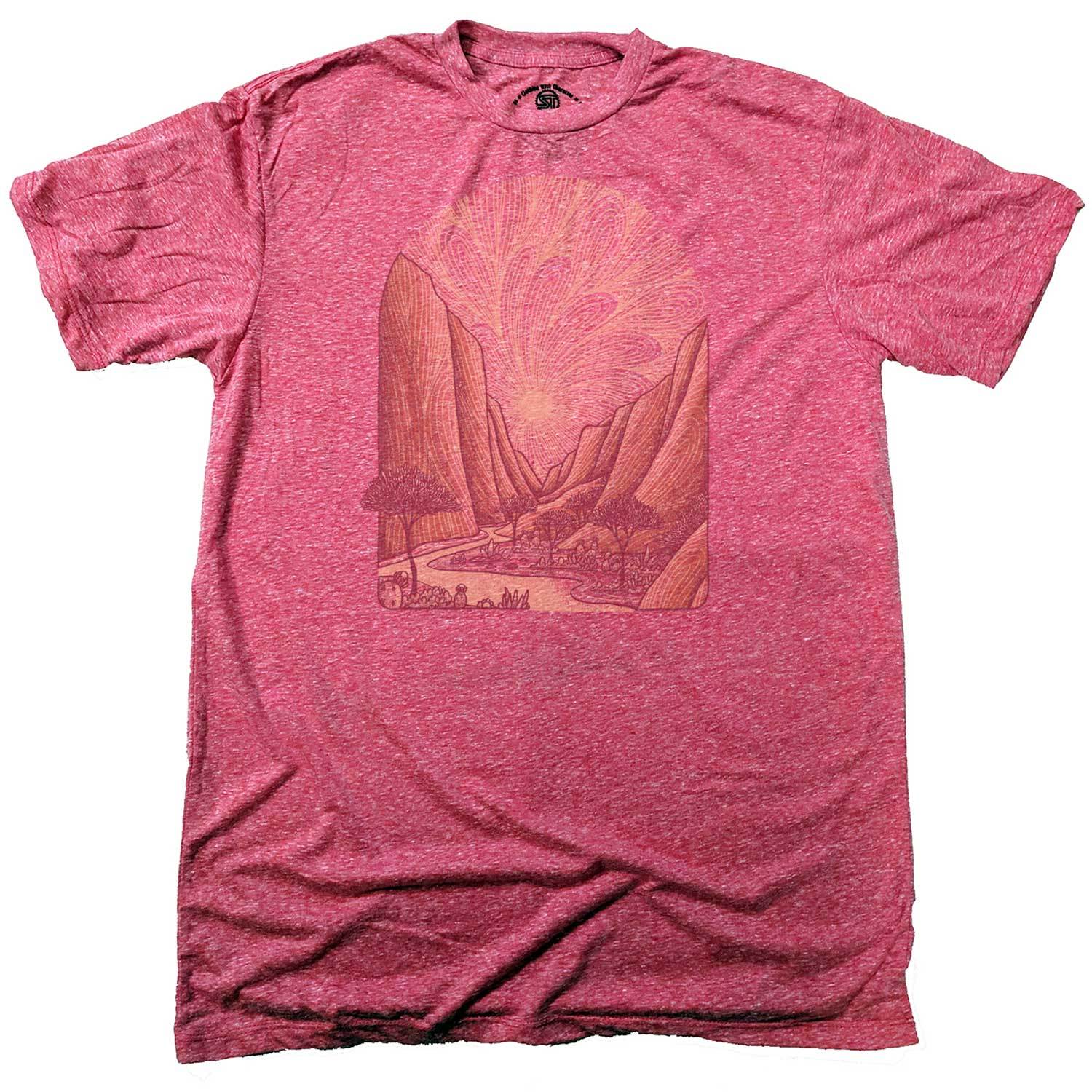 Men's Zion Canyon Vintage Artsy T-Shirt | Retro National Park Graphic Tee | Solid Threads