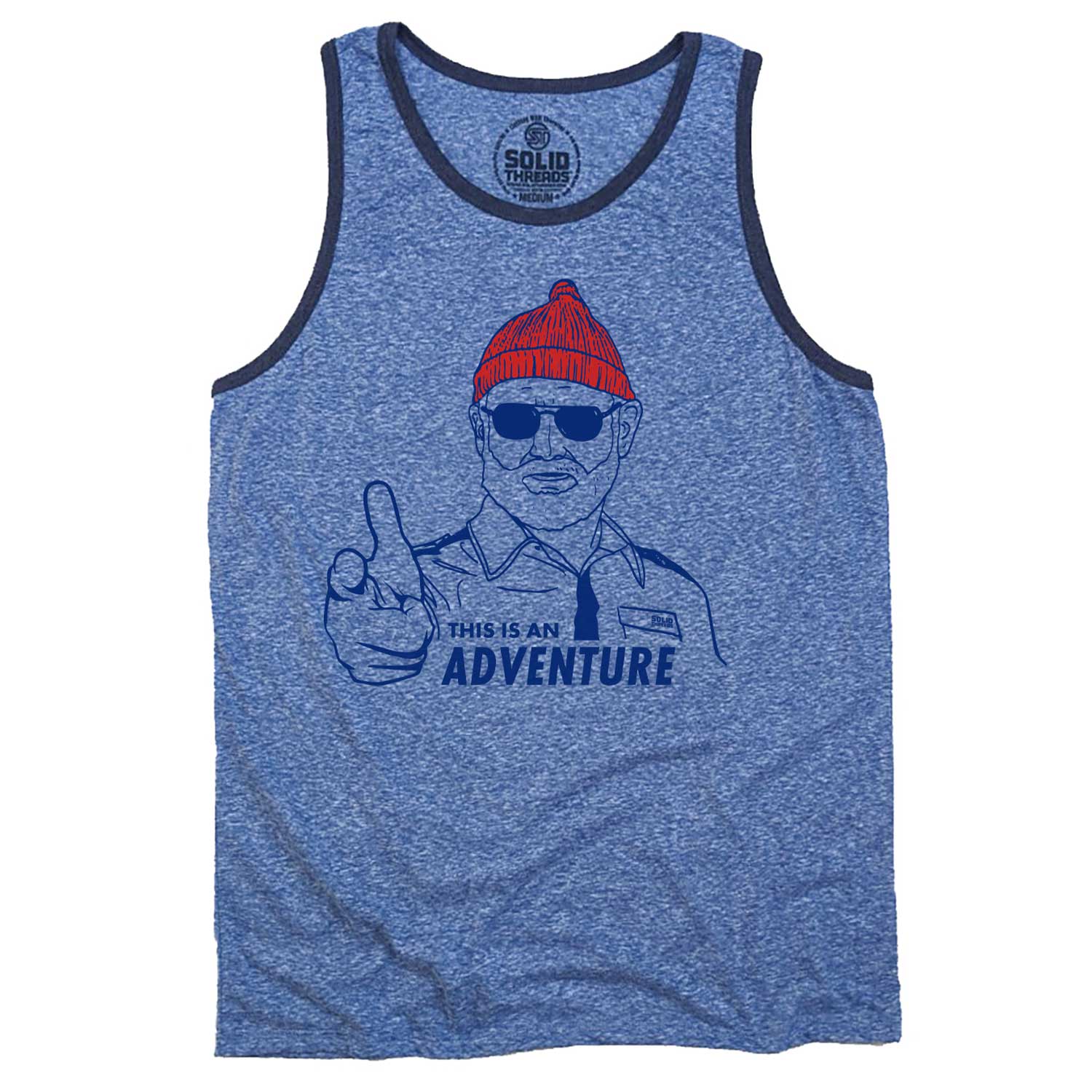 Men's Zissou Adventure Vintage Graphic Tank Top | Cool Life Aquatic T-shirt | Solid Threads