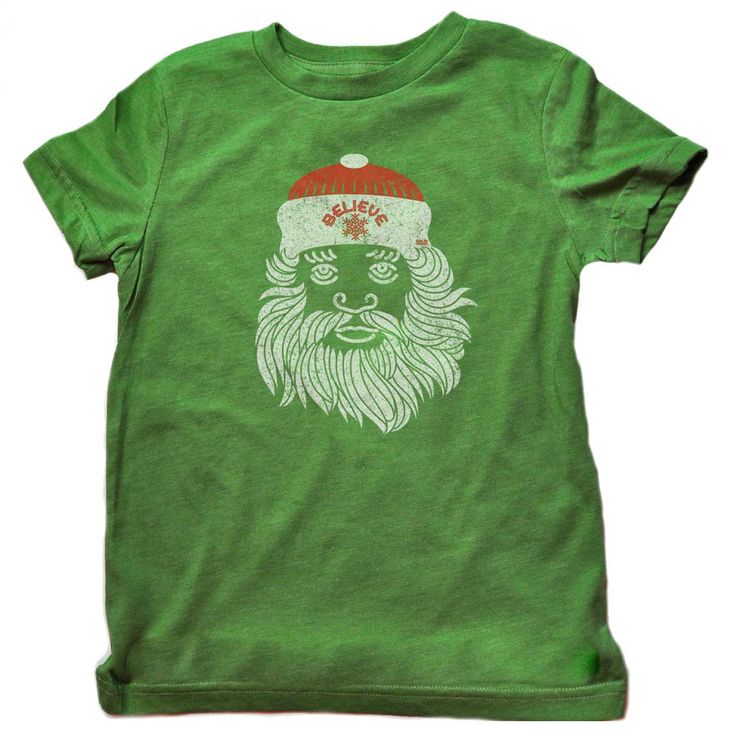 Kids Believe in Santa Cool Retro T-shirt | Funny Christmas Graphic Tee | Solid Threads