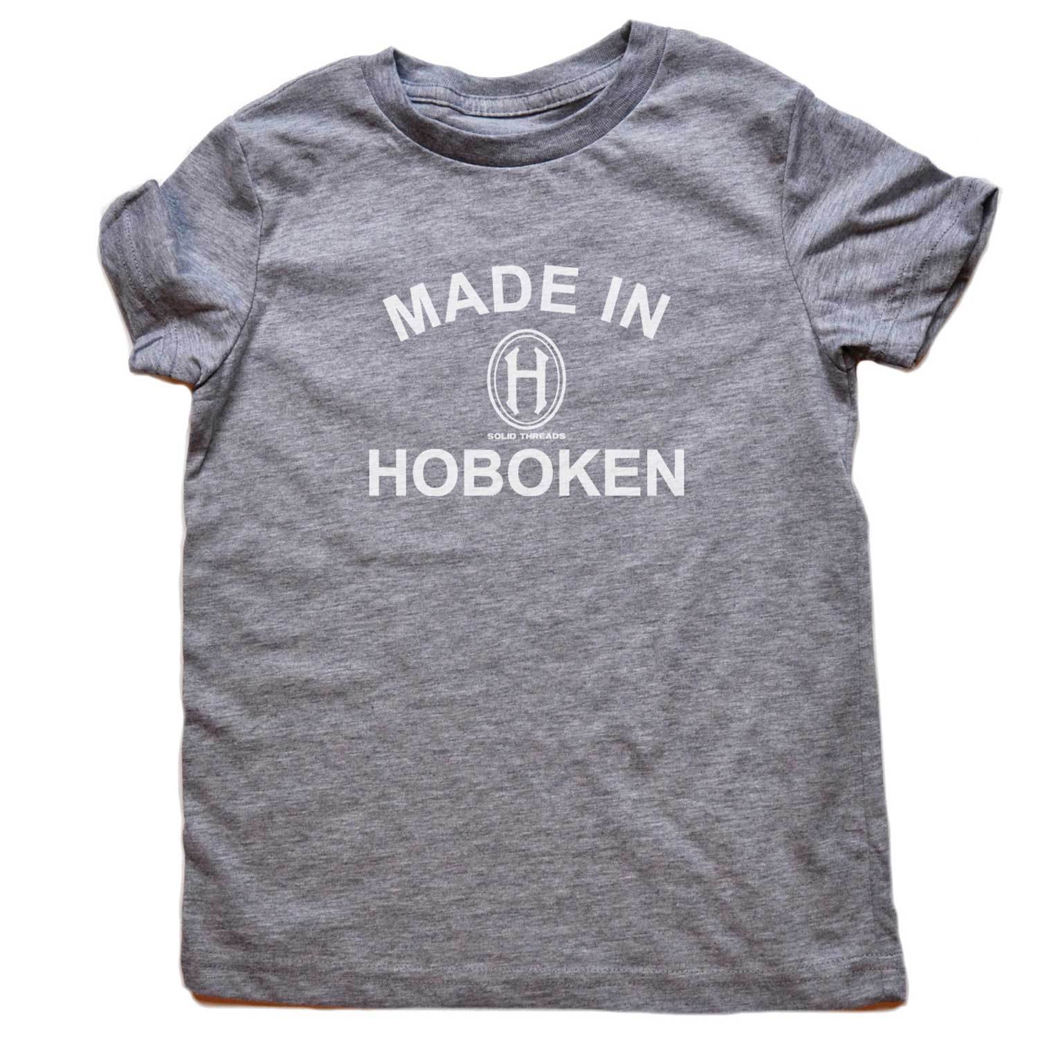 Kid's Made In Hoboken Cute NJ T-shirt | Retro New Jersey Soft Graphic Tee | Solid Threads