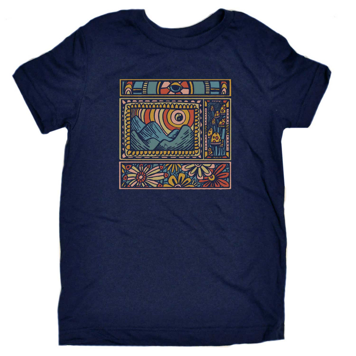 Kid&#39;s Trippy Nature Retro Psychedelic Graphic Tee | Cool Environmentalism T-shirt | Solid Threads