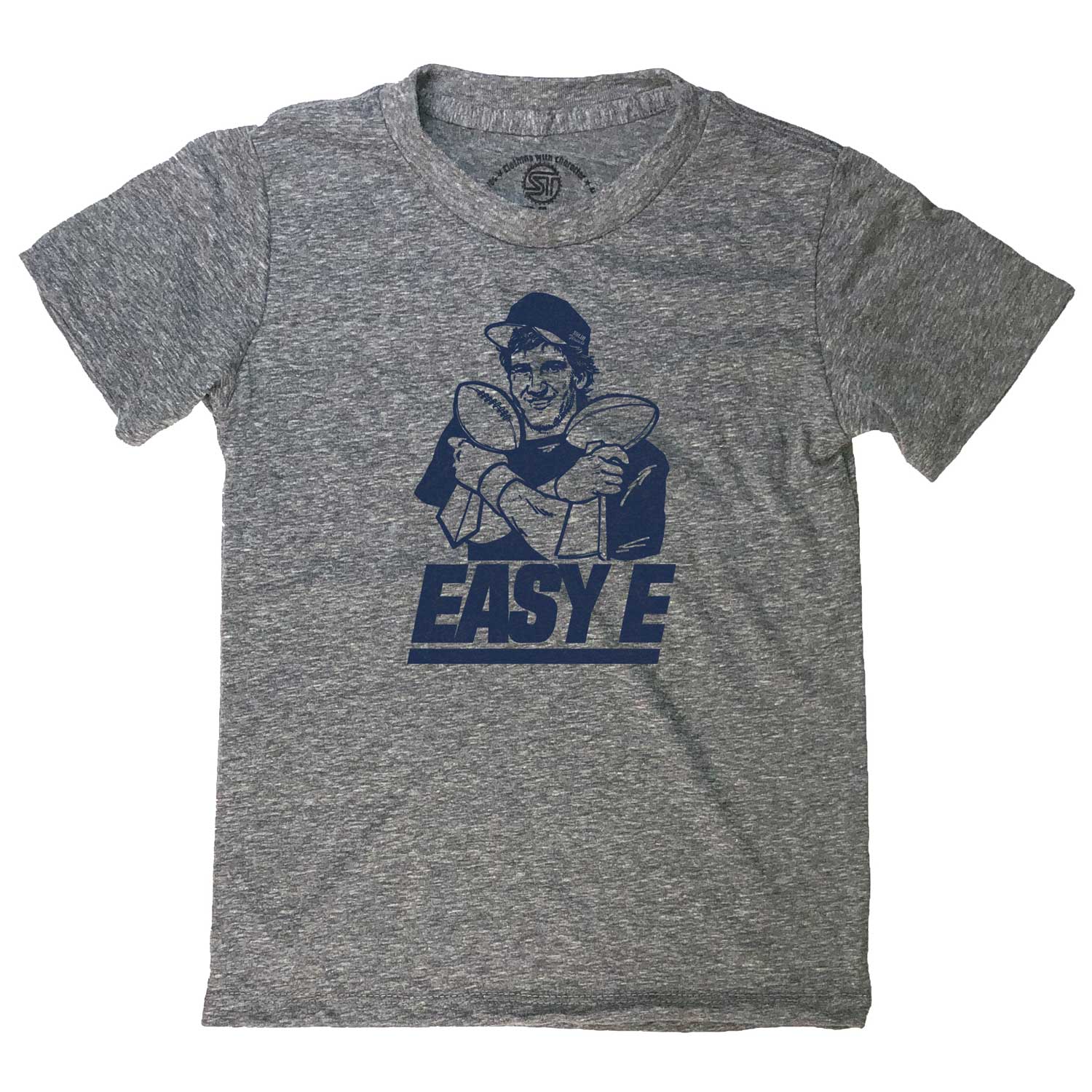 Kid's Easy E Retro Sports Graphic Tee | Funny NY Giants Eli Manning Triblend T-Shirt | SOLID THREADS