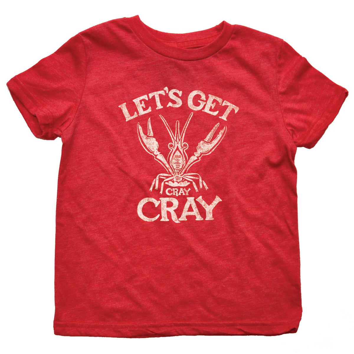 Kid&#39;s Let&#39;s Get Cray Cray Retro Beach Party Graphic Tee | Funny Crawfish T-Shirt | Solid Threads