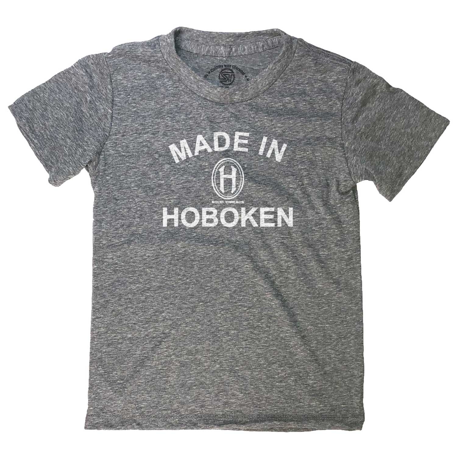 Kid's Made In Hoboken Cute NJ T-shirt | Retro New Jersey Triblend Graphic Tee | Solid Threads
