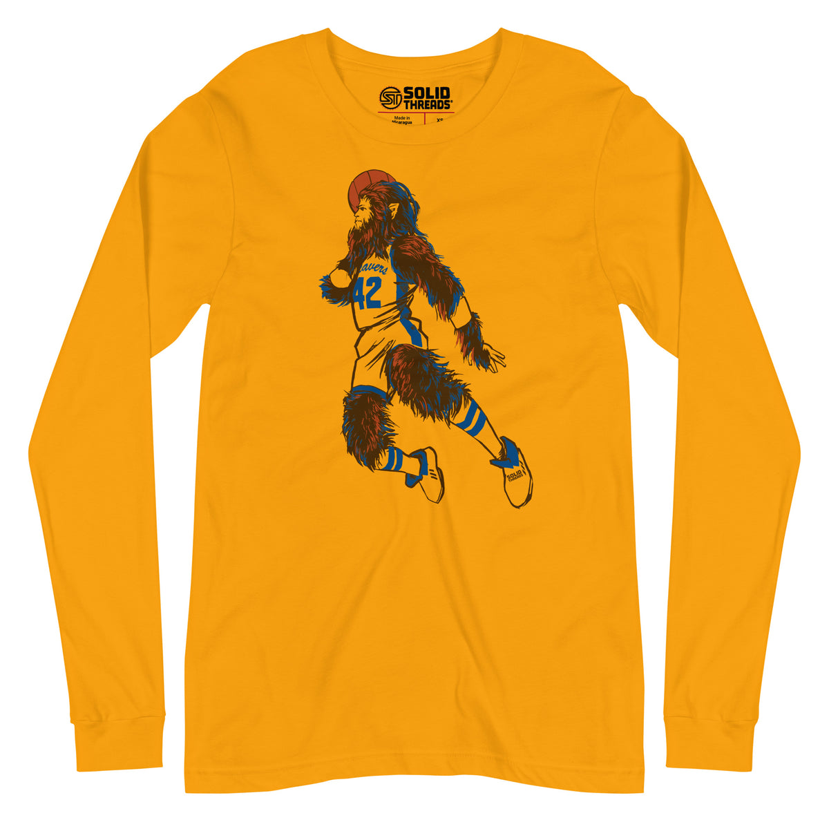 Teen Wolf Vintage Graphic Long Sleeve Tee | Funny Michael J. Fox T-Shirt Gold - Solid Threads