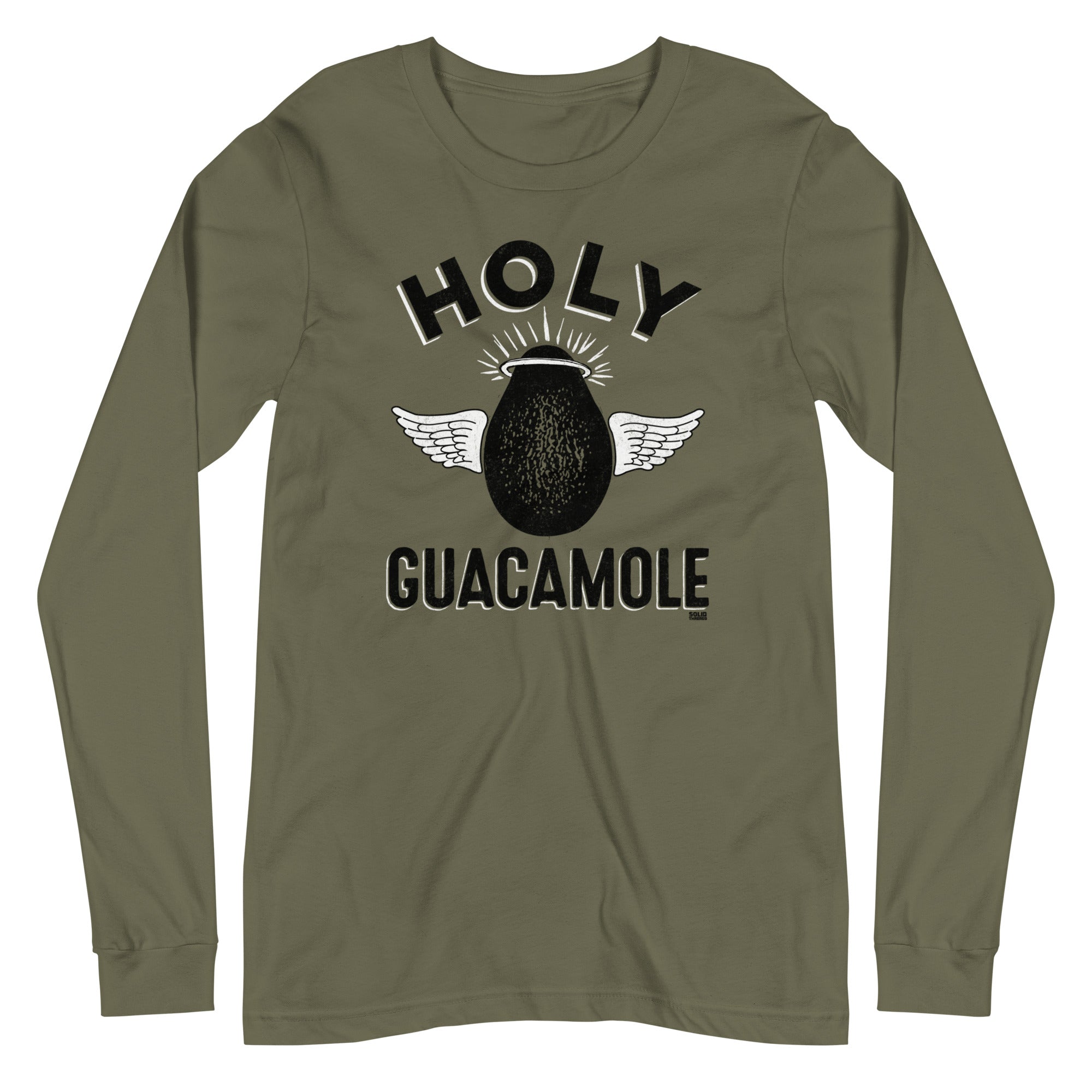 Holy Guacamole Vintage Graphic Long Sleeve Tee | Funny Food T-Shirt - Solid Threads
