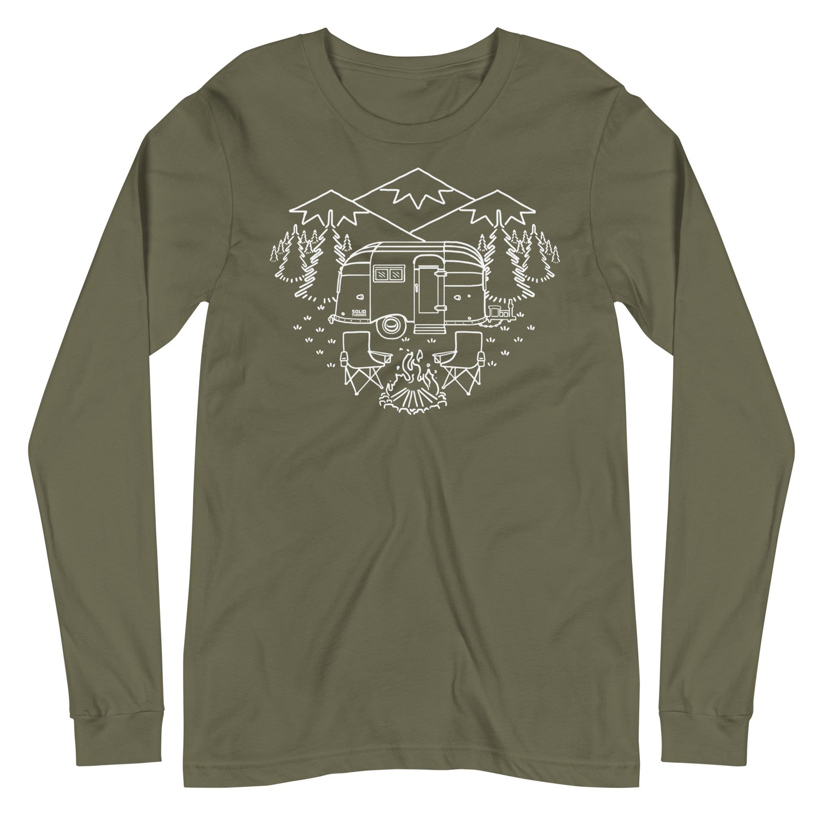 Camp Site Vintage Graphic Long Sleeve Tee | Retro Camping T-Shirt - Solid Threads