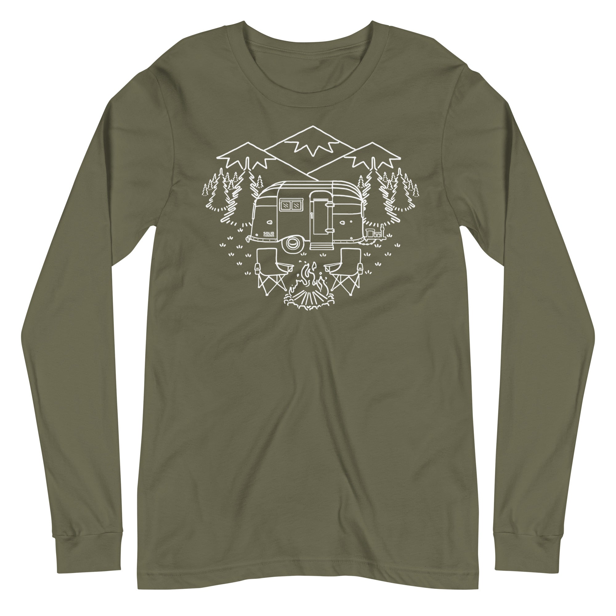 Camp Site Vintage Graphic Long Sleeve Tee | Retro Camping T-Shirt - Solid Threads