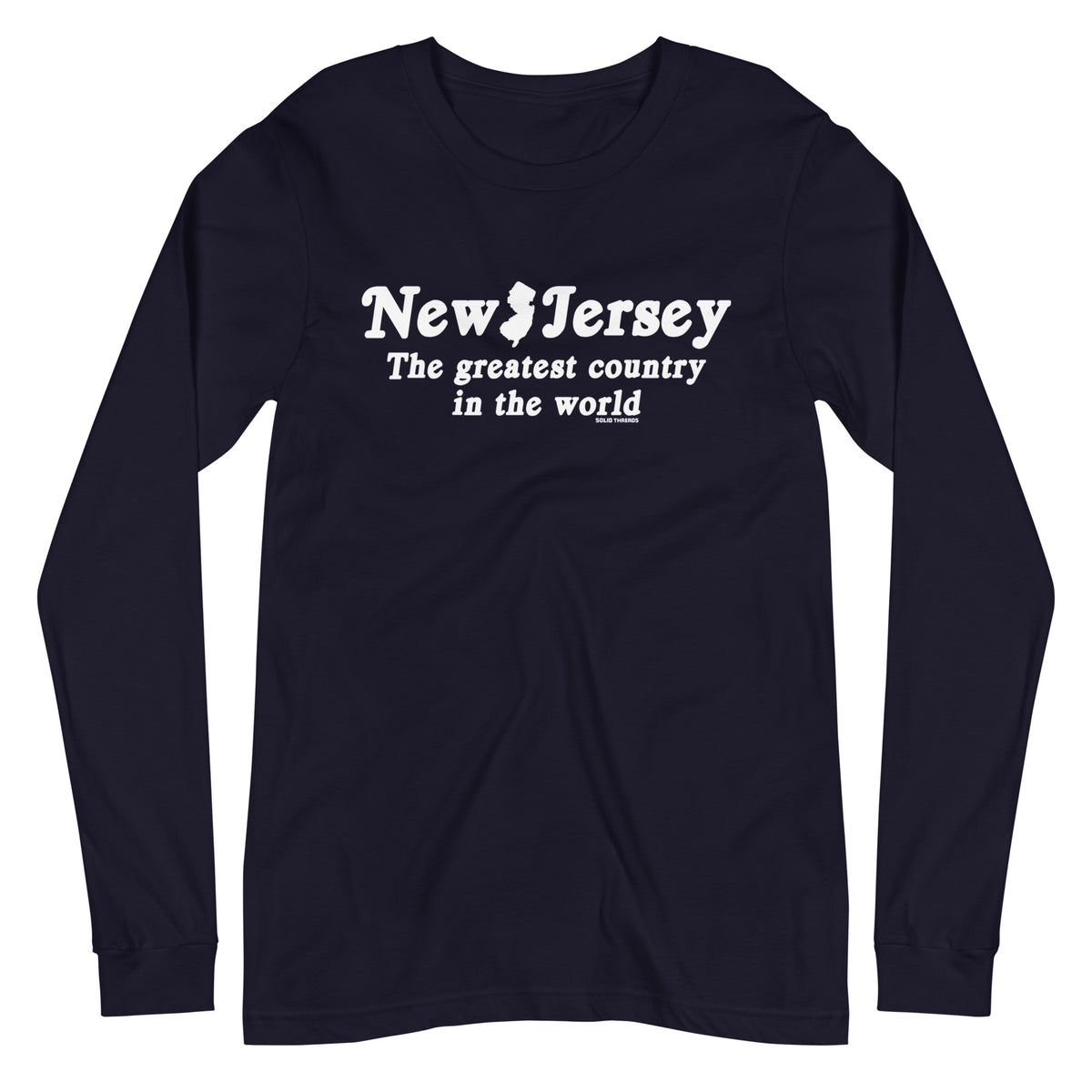 New Jersey Country Vintage Graphic Long Sleeve Tee | Funny New Jersey T-Shirt Navy - Solid Threads