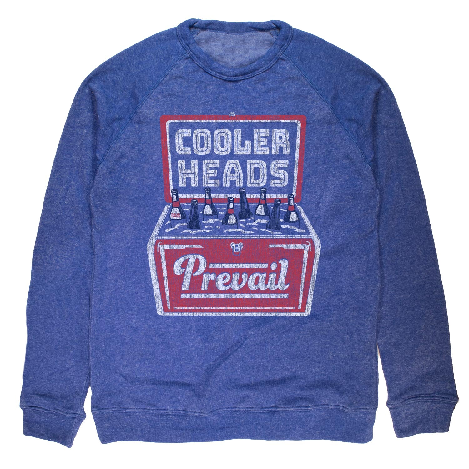 Cooler Heads Prevail Vintage Fleece Crewneck Sweatshirt | Funny Party Graphic | Solid Threads