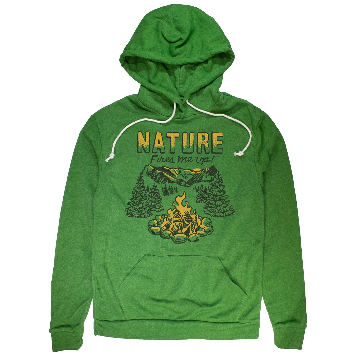 Unisex Nature Fires Me Up Vintage Graphic Hoodie| Retro Funny Campfire Sweatshirt | Solid Threads