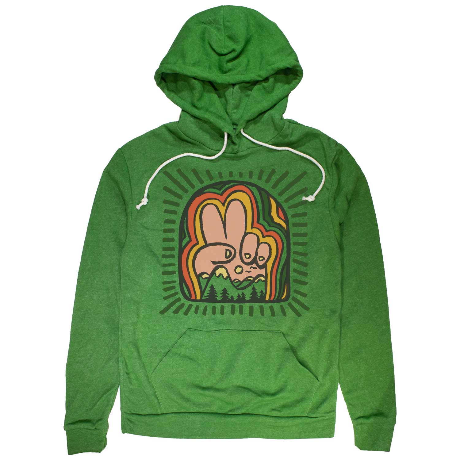 Peace Mountains Vintage Pullover Hoodie | Cool Hippie Vibe Graphic | SOLID THREADS