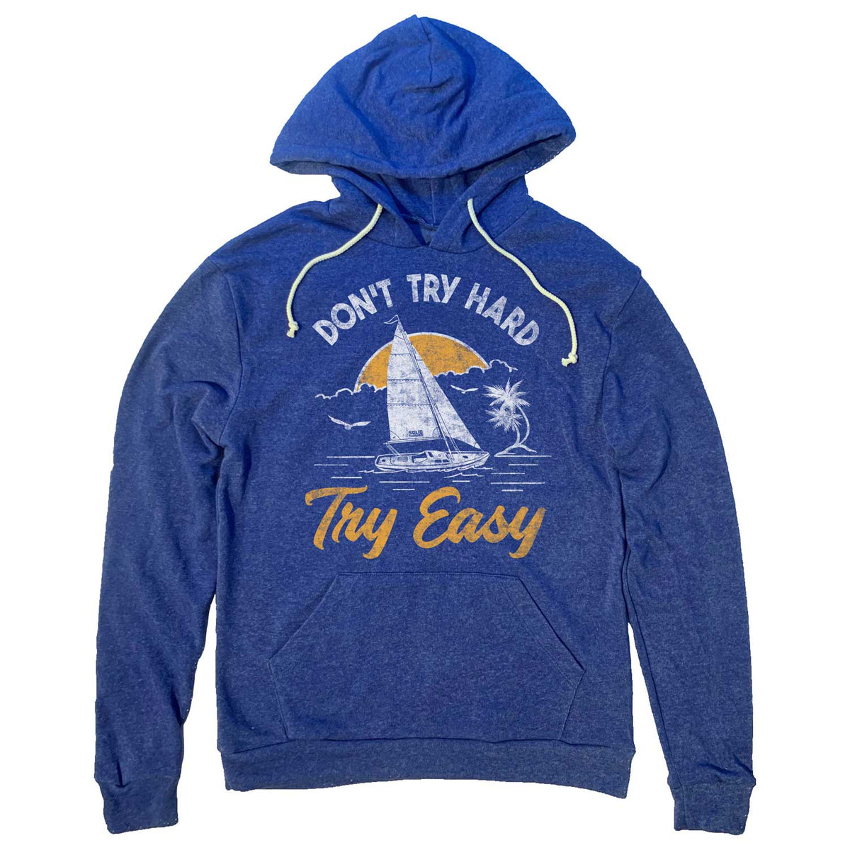 Unisex Try Easy Retro Vintage Graphic Hoodie | Cool Beach Sweatshirt | Solid Threads
