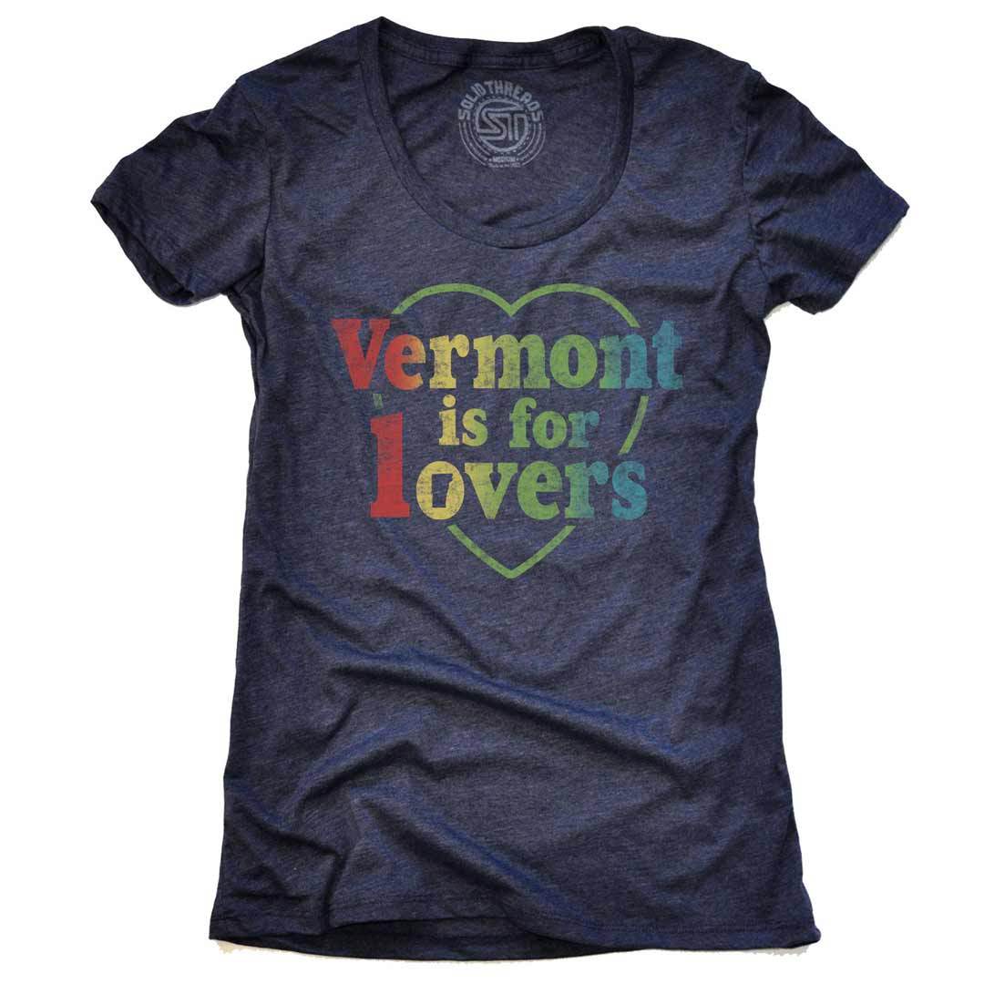 Women&#39;s Vermont is for Lovers Retro VT Pride Graphic Tee | Vintage Travel T-shirt | SOLID THREADS