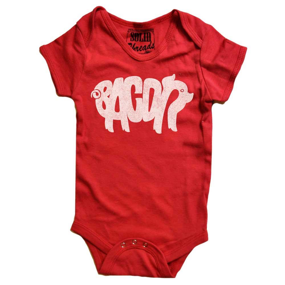 Baby Bacon Cute Summer Barbecue Graphic One Piece | Retro Funny Foodie Romper | Solid Threads