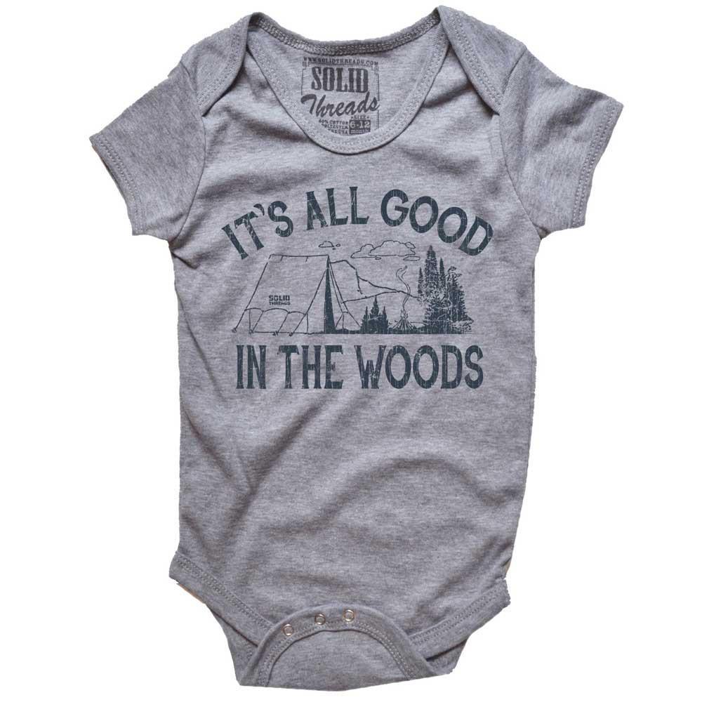 Baby All Good in the Woods Retro Summer Graphic One Piece | Funny Nature Soft Romper | Solid Threads
