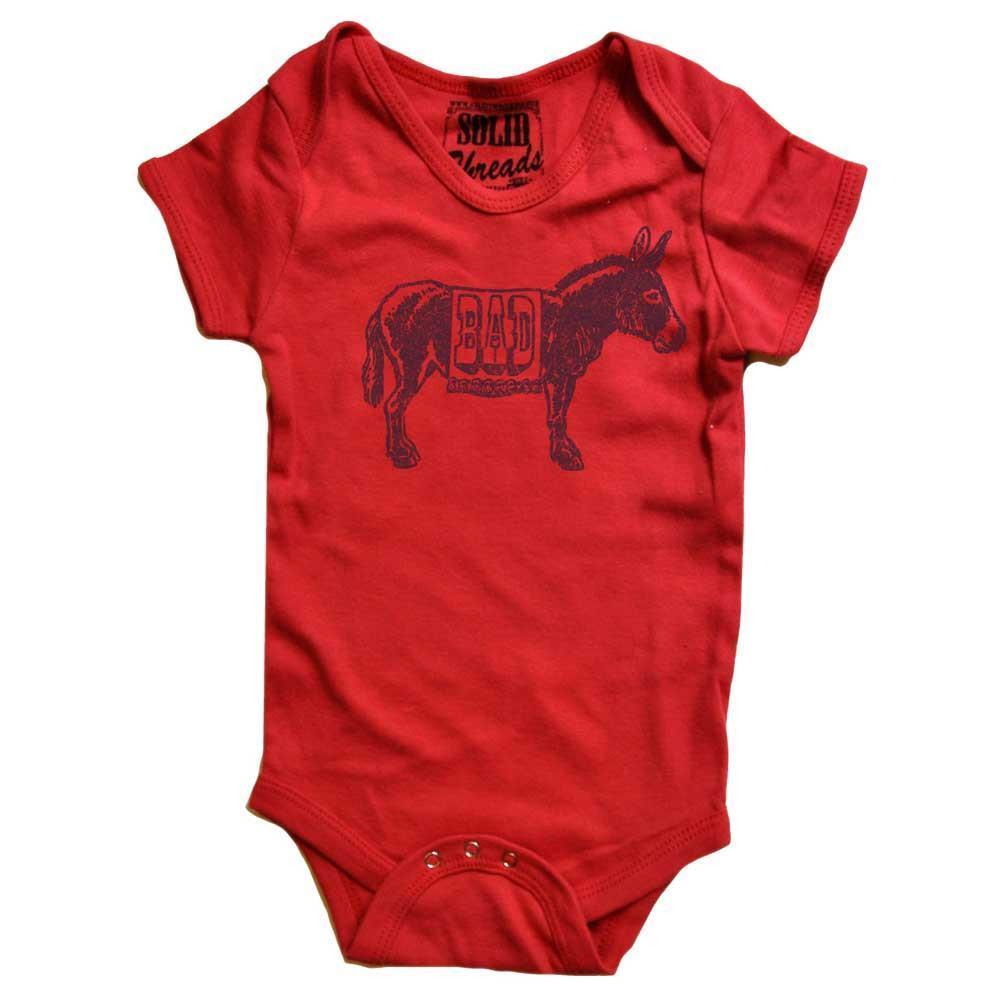 Baby Bad Ass Funny Donkey Pun Graphic One Piece | Cute Retro Animal Baby Romper | SOLID THREADS