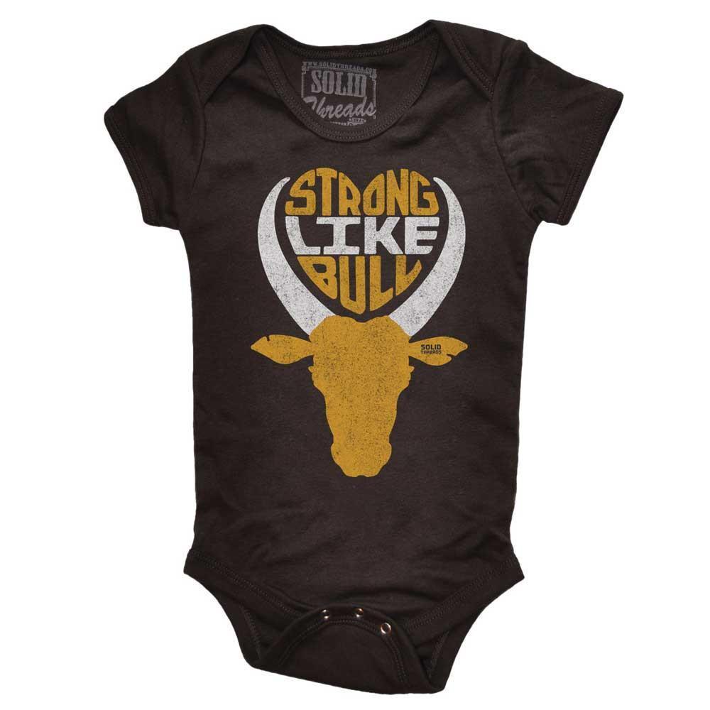 Baby Strong Like Bull Cute Graphic One Piece Romper | Retro SUDEF Black Baby Onesie | SOLID THREADS