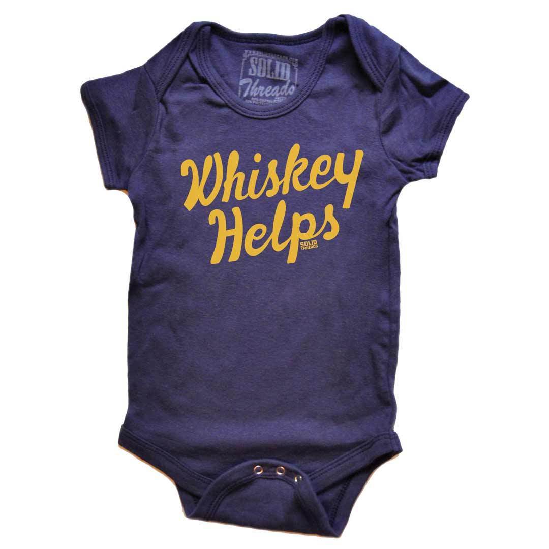 Baby Whiskey Helps Retro Party Graphic One Piece | Funny New Parent Baby Romper | SOLID THREADS