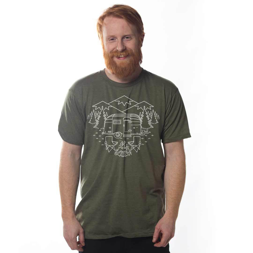 Men's Camp Site Vintage Adventurer Graphic Tee | Retro Camping T-shirt on Model | SOLID THREADS