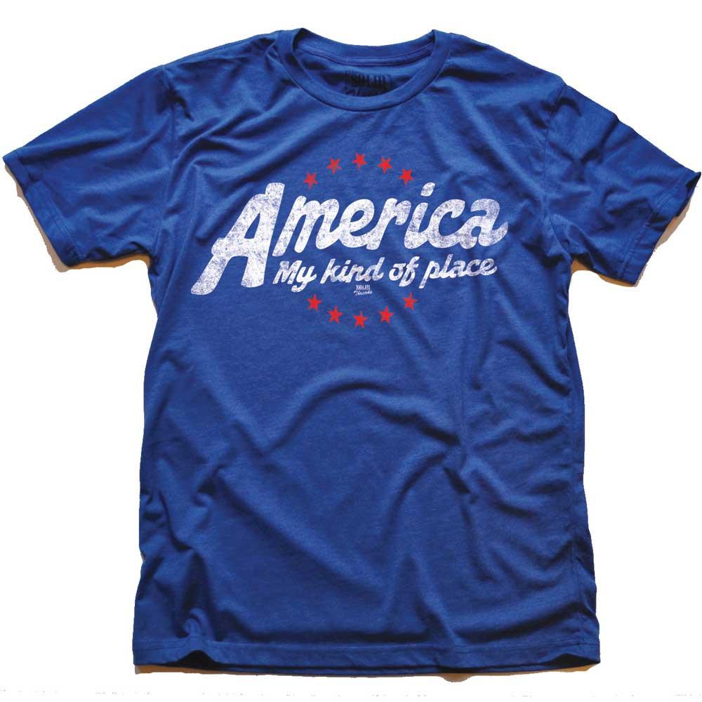 Men's America My Kind Of Place Cool Graphic T-Shirt | Vintage USA Patriot Tee | Solid Threads