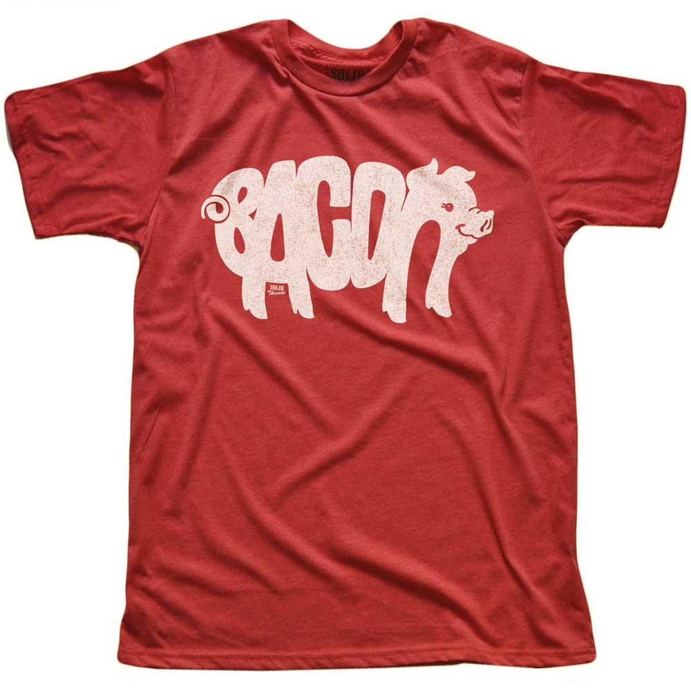 Men's Bacon Vintage Cooking Barbecue Graphic T-Shirt | Funny Foodie Tee | Solid Threads