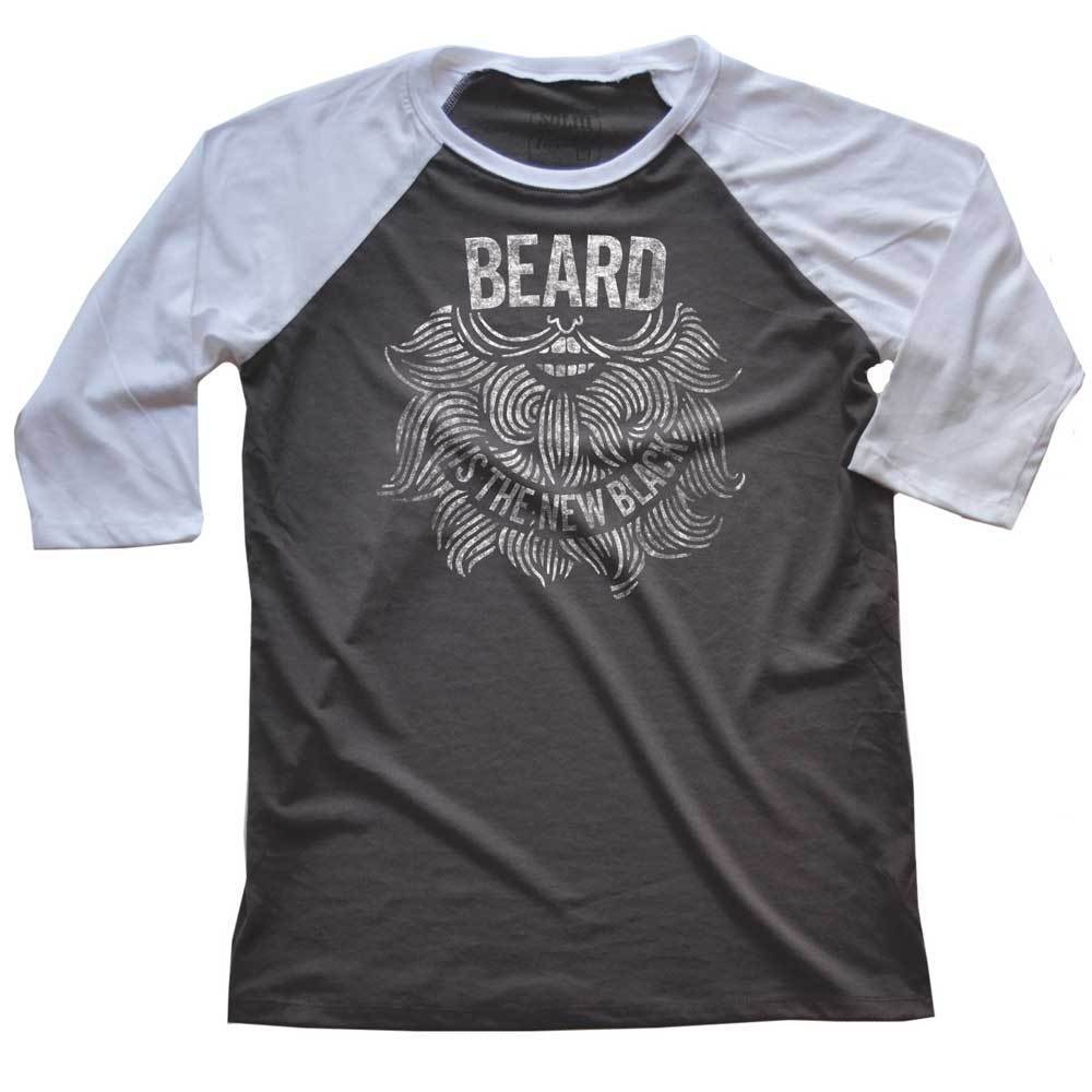 Beard Is The New Black&#39; Vintage Raglan 3/4 Sleeve T-shirt | SOLID THREADS