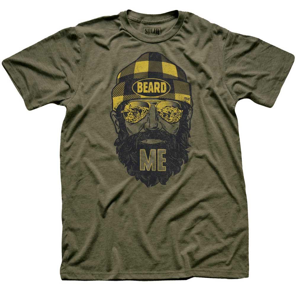 Men's Beard Me Vintage Style Graphic T-Shirt | Funny Hipster Soft Tee | Solid Threads
