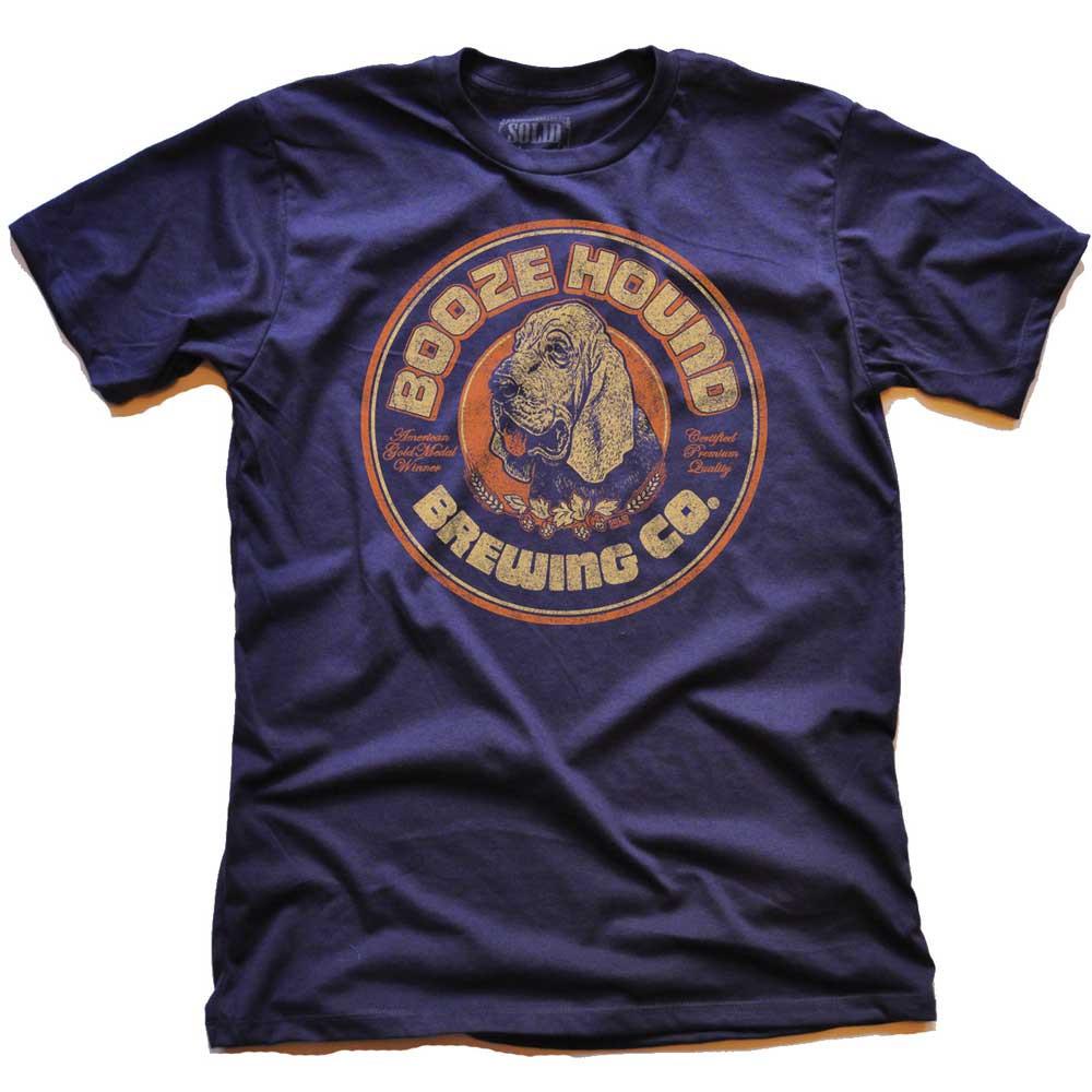 Men&#39;s Boozehound Brewing Company Vintage Graphic Tee | Funny Drinking Pun T-Shirt | Solid Threads