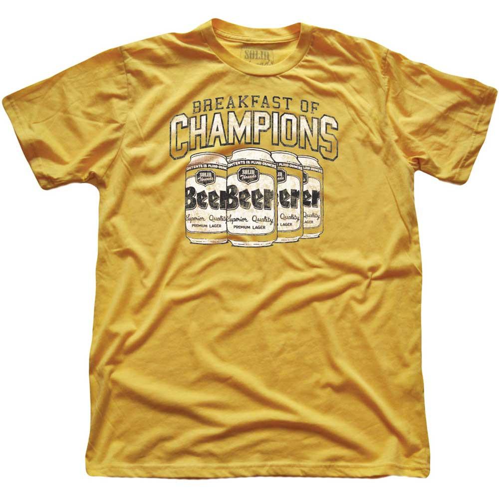 Men's Breakfast Of Champions Vintage Graphic T-Shirt | Funny Drinking Yellow Tee | Solid Threads