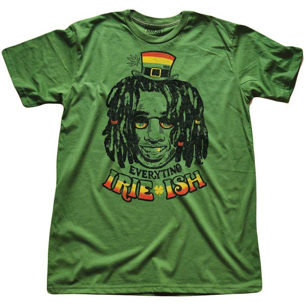 Men&#39;s Everything Irie Ish Vintage Graphic T-Shirt | Funny Reggae Music Tee | Solid Threads
