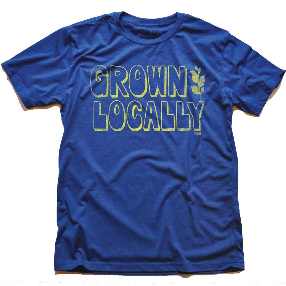 Men&#39;s Grown Locally Cool Graphic T-Shirt | Vintage Farm to Table Blue Tee | Solid Threads