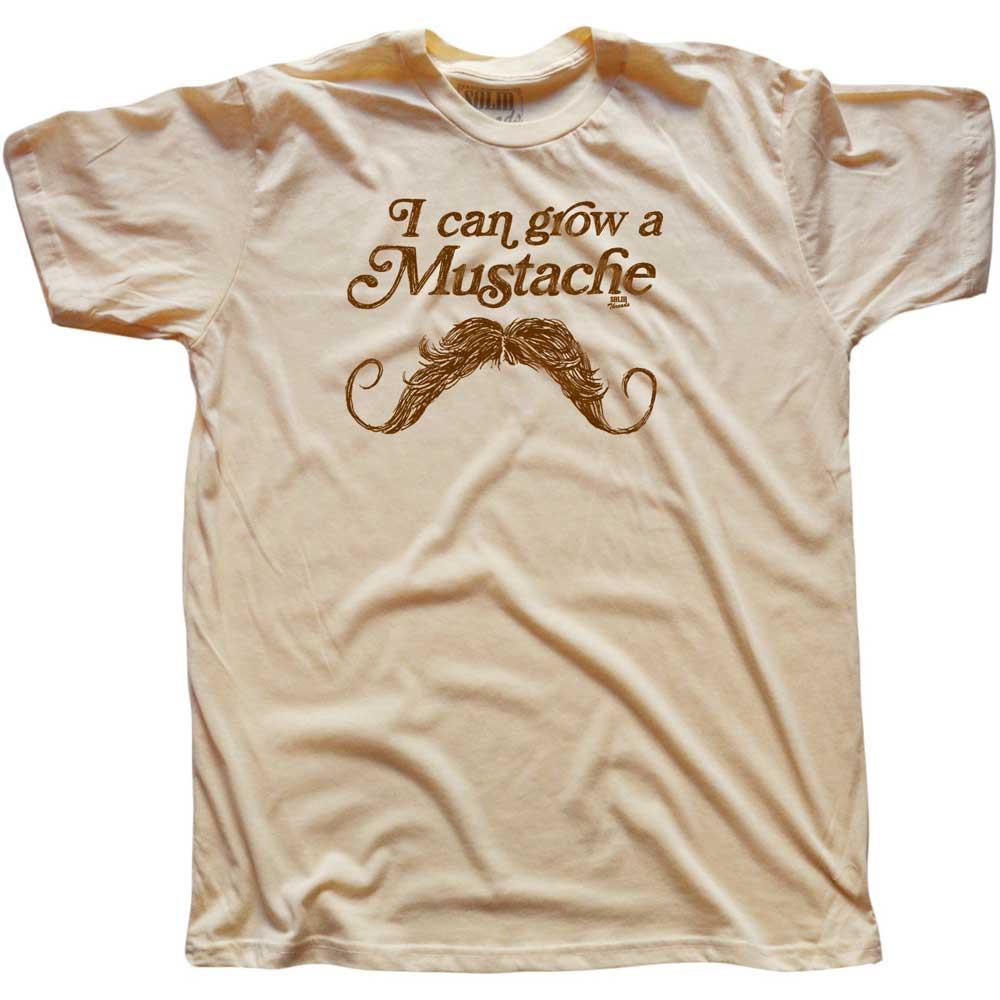 Men's I Can Grow A Mustache Vintage Graphic T-Shirt | Funny Hipster Tee | Solid Threads