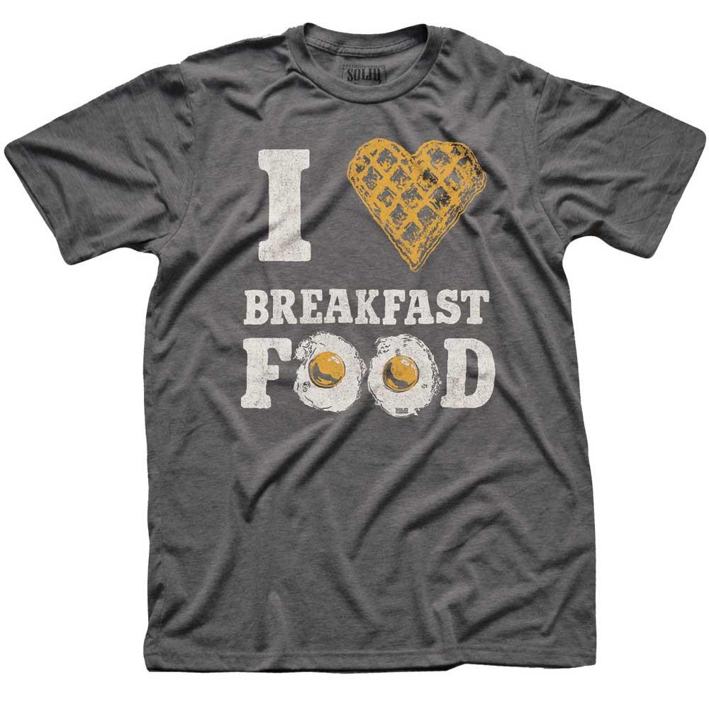 Men&#39;s I Heart Breakfast Food Vintage Graphic T-Shirt | Funny American Diner Tee | Solid Threads