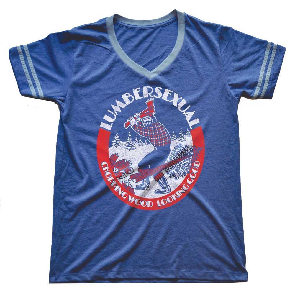 Lumbersexual, Chopping Wood Looking Good Vintage V-neck T-shirt | SOLID THREADS