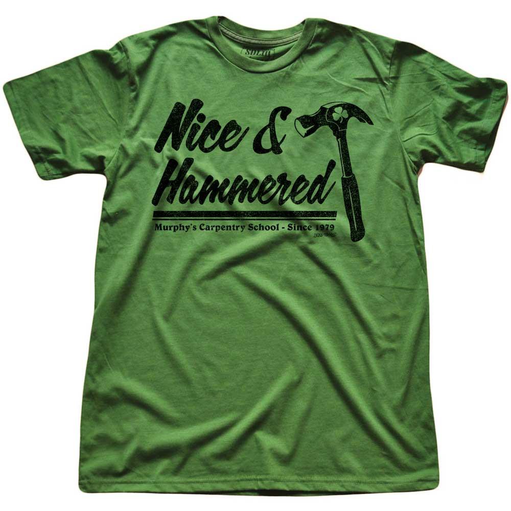 Men's Nice & Hammered Vintage Graphic T-Shirt | Funny St Paddys Day Drinking Tee | Solid Threads