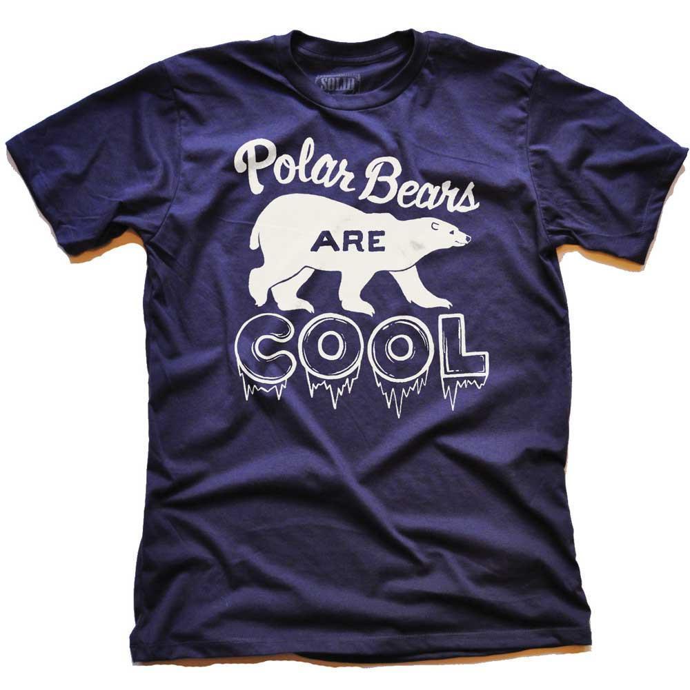 Men&#39;s Polar Bears Are Cool Vintage Animal Graphic T-Shirt | Funny Climate Tee | Solid Threads