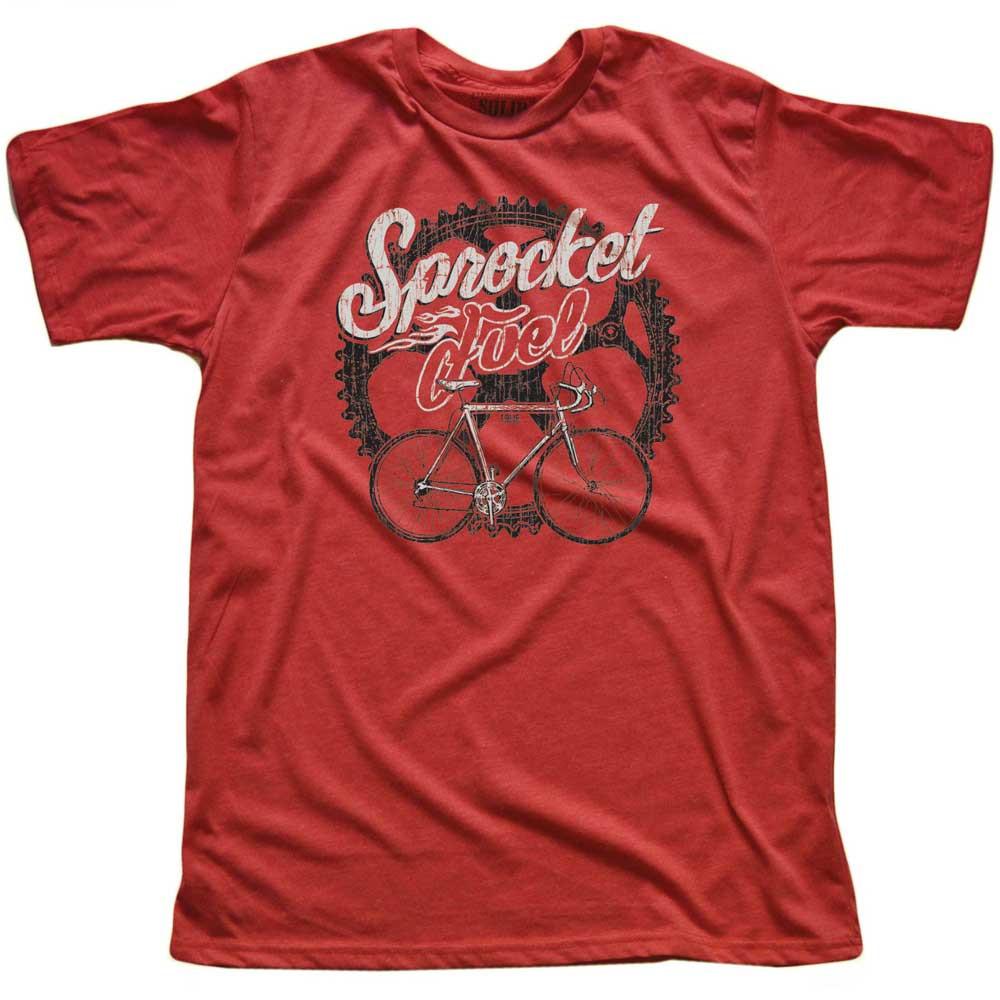 Men&#39;s Sprocket Fuel Vintage Graphic T-Shirt | Funny Bike Tinkerer Tee | Solid Threads