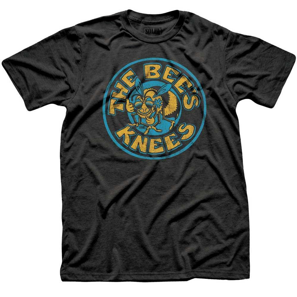 Men&#39;s The Bee&#39;s Knees Vintage Graphic T-Shirt | Funny Pollinator Dark Charcoal Tee | Solid Threads