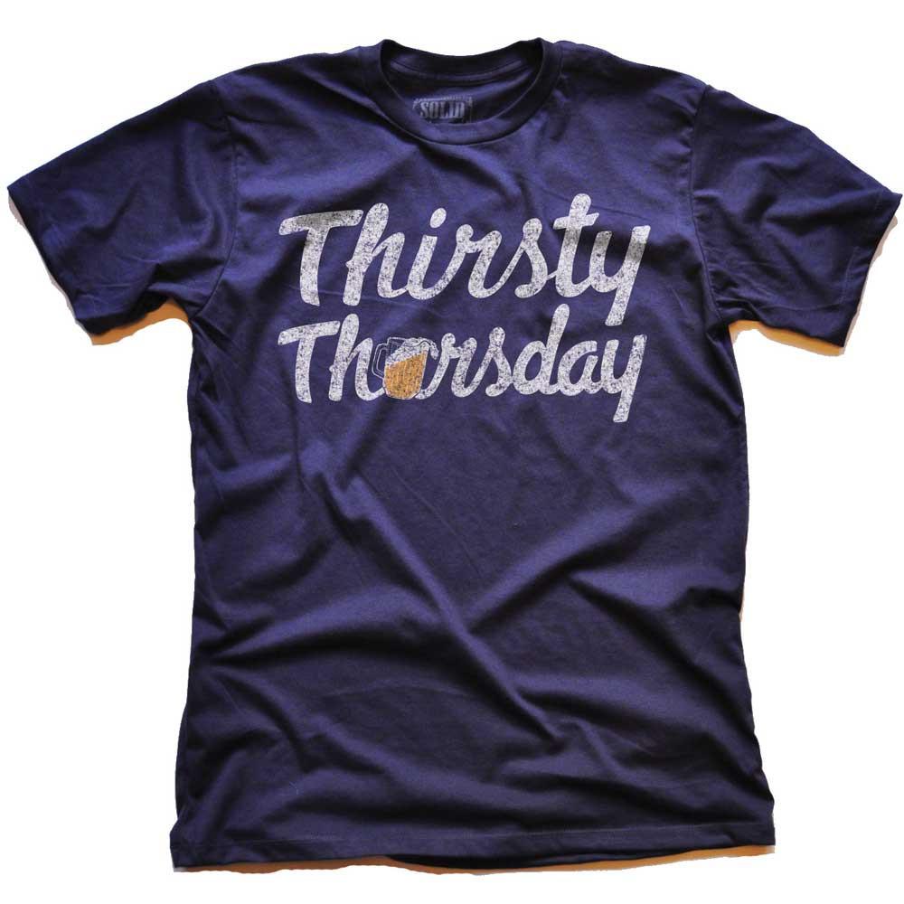 Men&#39;s Thirsty Thursday Vintage Graphic Tee | Retro Day Drinking T-shirt | Solid Threads