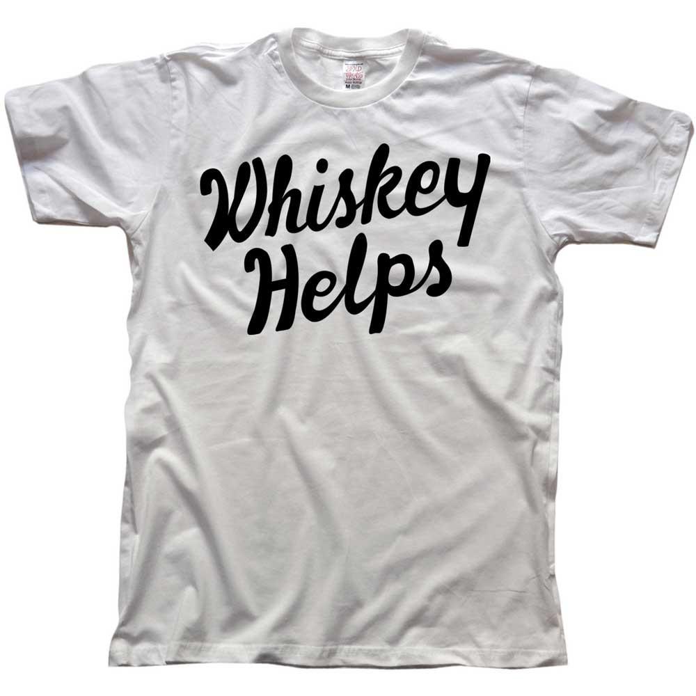 Men's Whiskey Helps Funny Drinking Graphic Tee | Vintage Distillery White T-shirt | SOLID THREADS