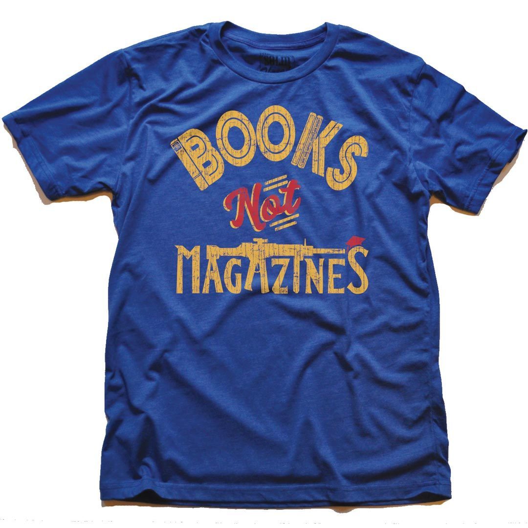 Men&#39;s Books Not Magazines Cool Activist Graphic T-Shirt | Vintage Safe Schools Tee | Solid Threads