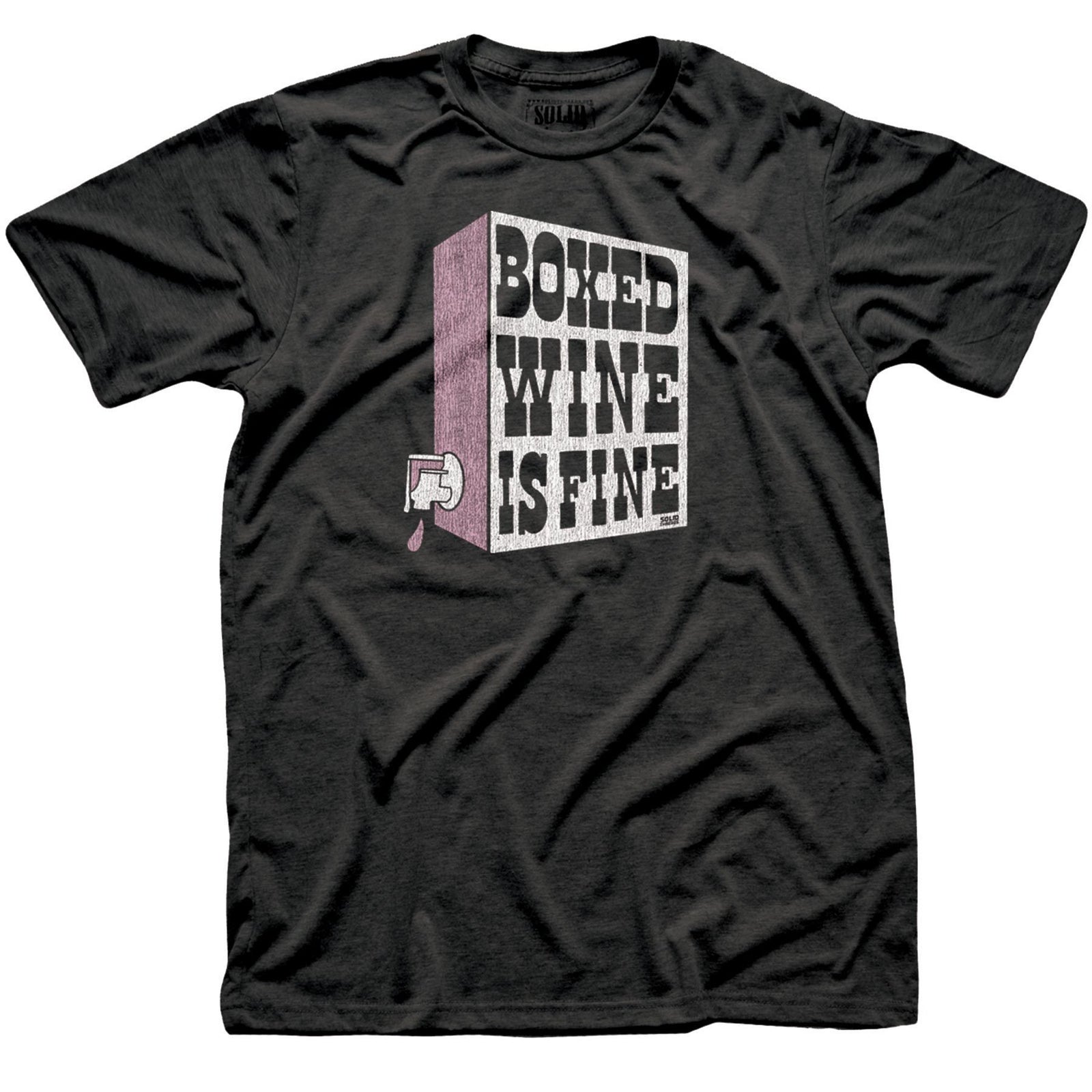 Men's Boxed Wine Is Fine Cool Party Graphic T-Shirt | Vintage Drinking Tee | Solid Threads