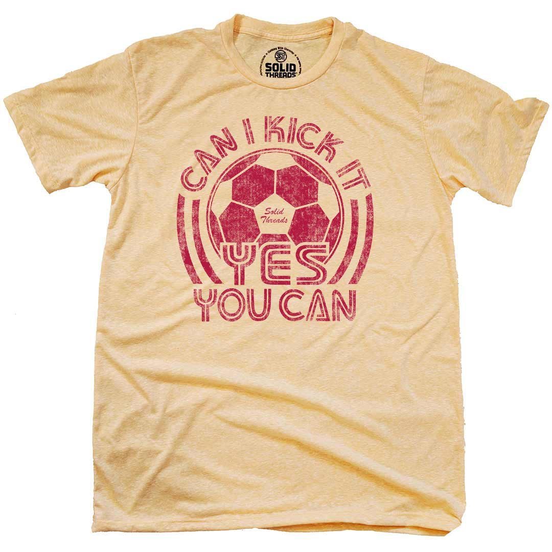 Men's Can I Kick It, Yes You Can Funny Graphic Tee | Vintage Soccer Triblend T-shirt | Solid Threads