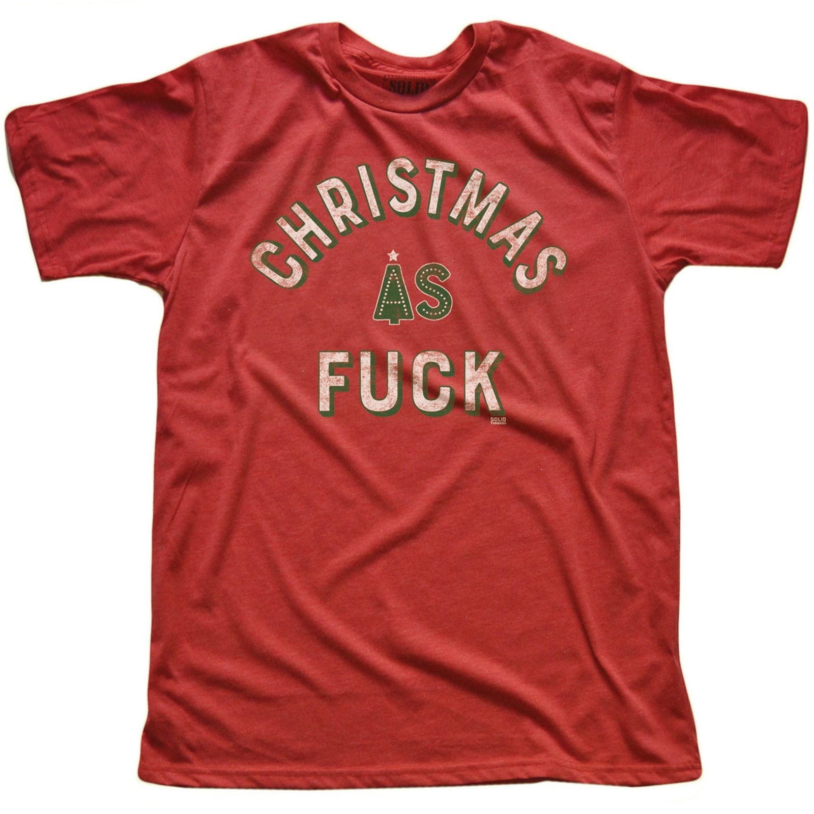Men's Christmas As Fuck Vintage Graphic T-Shirt | Funny Holiday Party Tee | Solid Threads