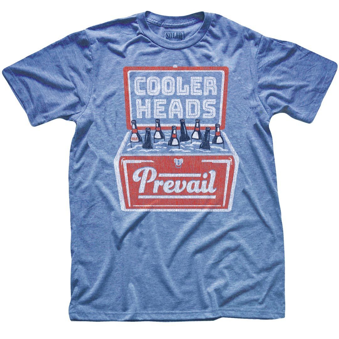 Men's Cooler Heads Prevail Vintage Graphic Tee | Retro Summer Drinking T-shirt | Solid Threads
