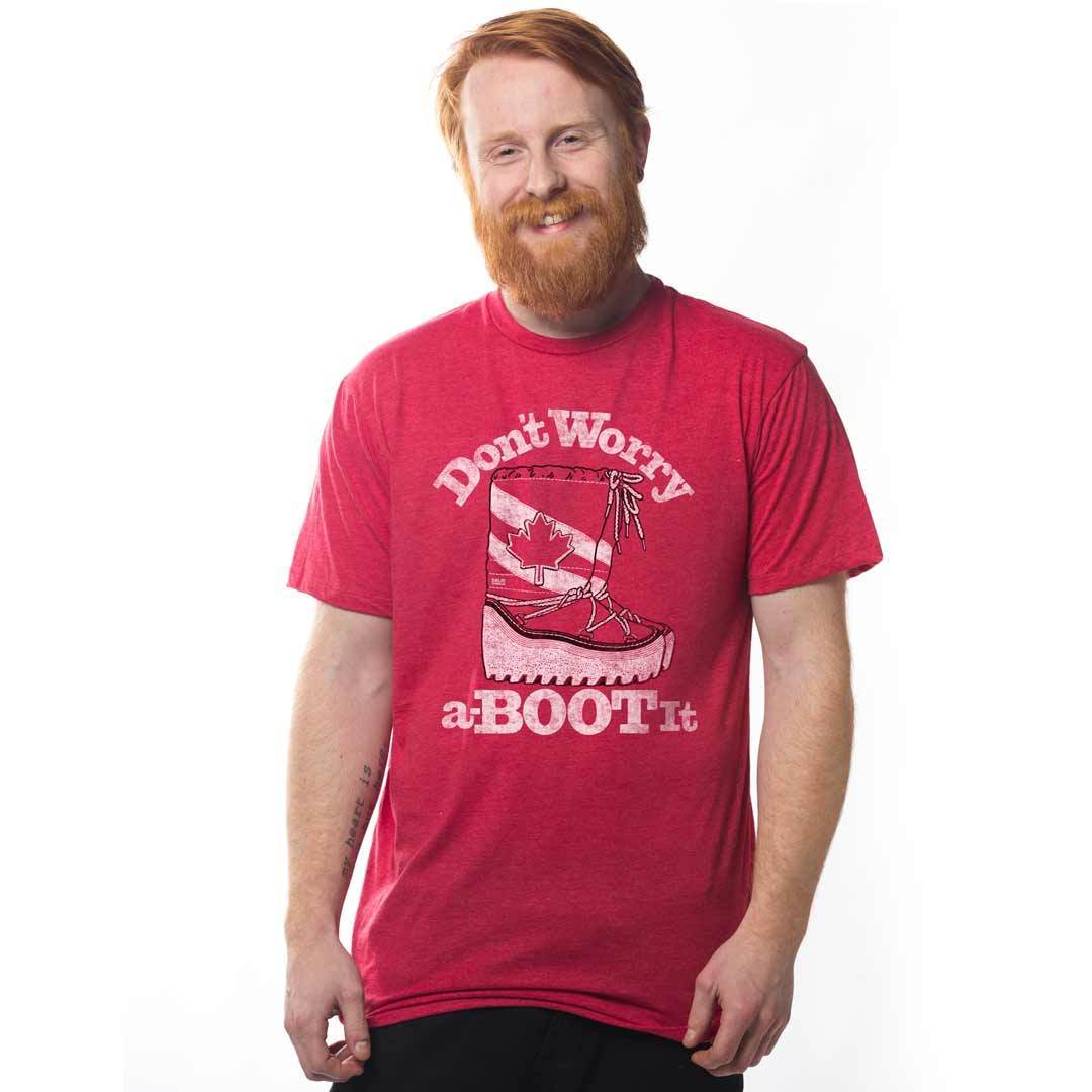 Men's Don't Worry A-Boot It Vintage Graphic T-Shirt | Funny Canadian Tee on Model | Solid Threads
